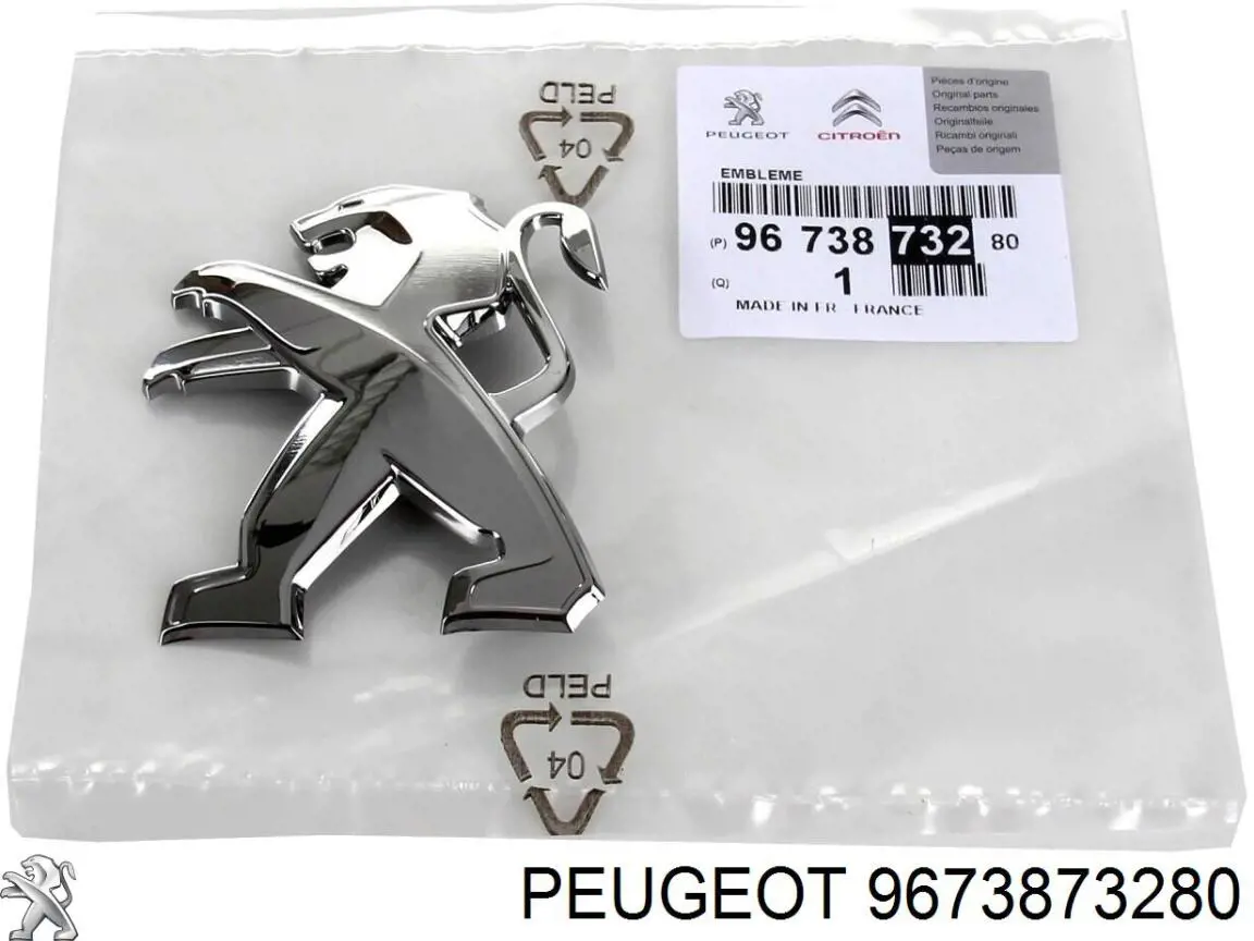 9673873280 Peugeot/Citroen Emblema de tampa de porta-malas (emblema de firma)