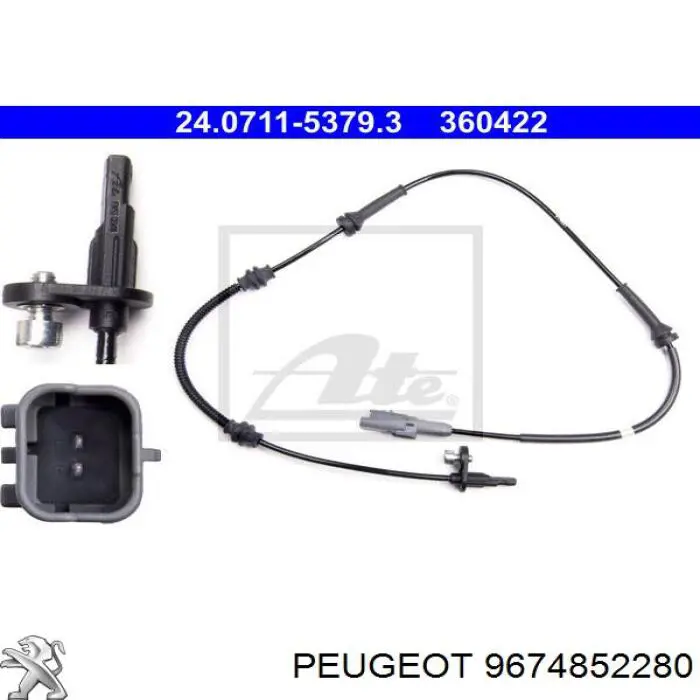 9674852280 Peugeot/Citroen Sensor dianteiro de ABS