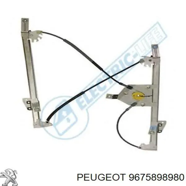 9675898980 Peugeot/Citroen Mecanismo de acionamento de vidro da porta dianteira direita