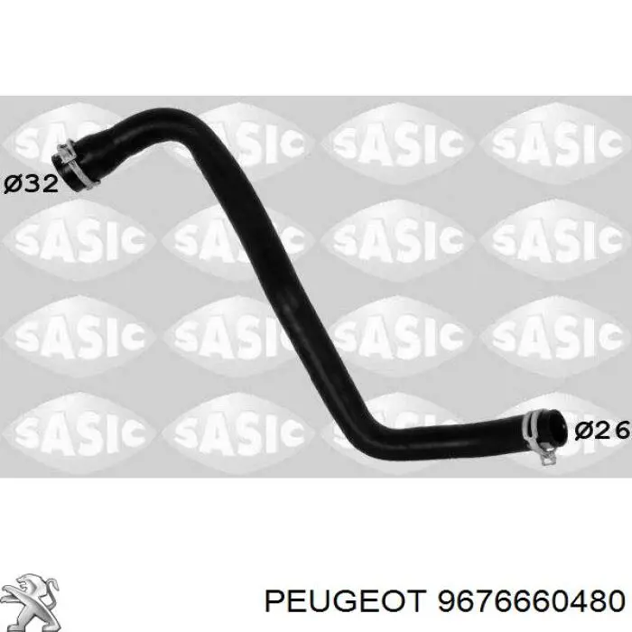 9676660480 Peugeot/Citroen Mangueira (cano derivado) inferior do radiador de esfriamento