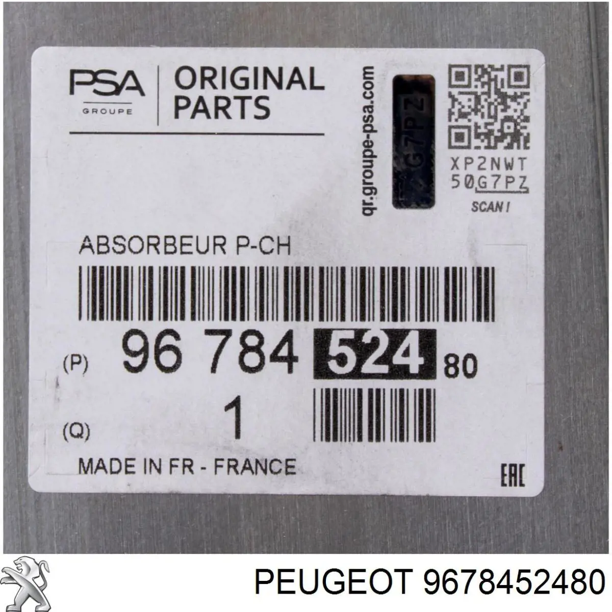 Reforçador do pára-choque dianteiro 9678452480 Peugeot/Citroen