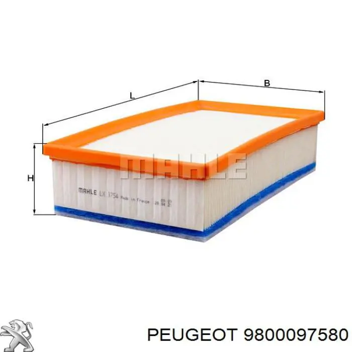 9800097580 Peugeot/Citroen Filtro de ar