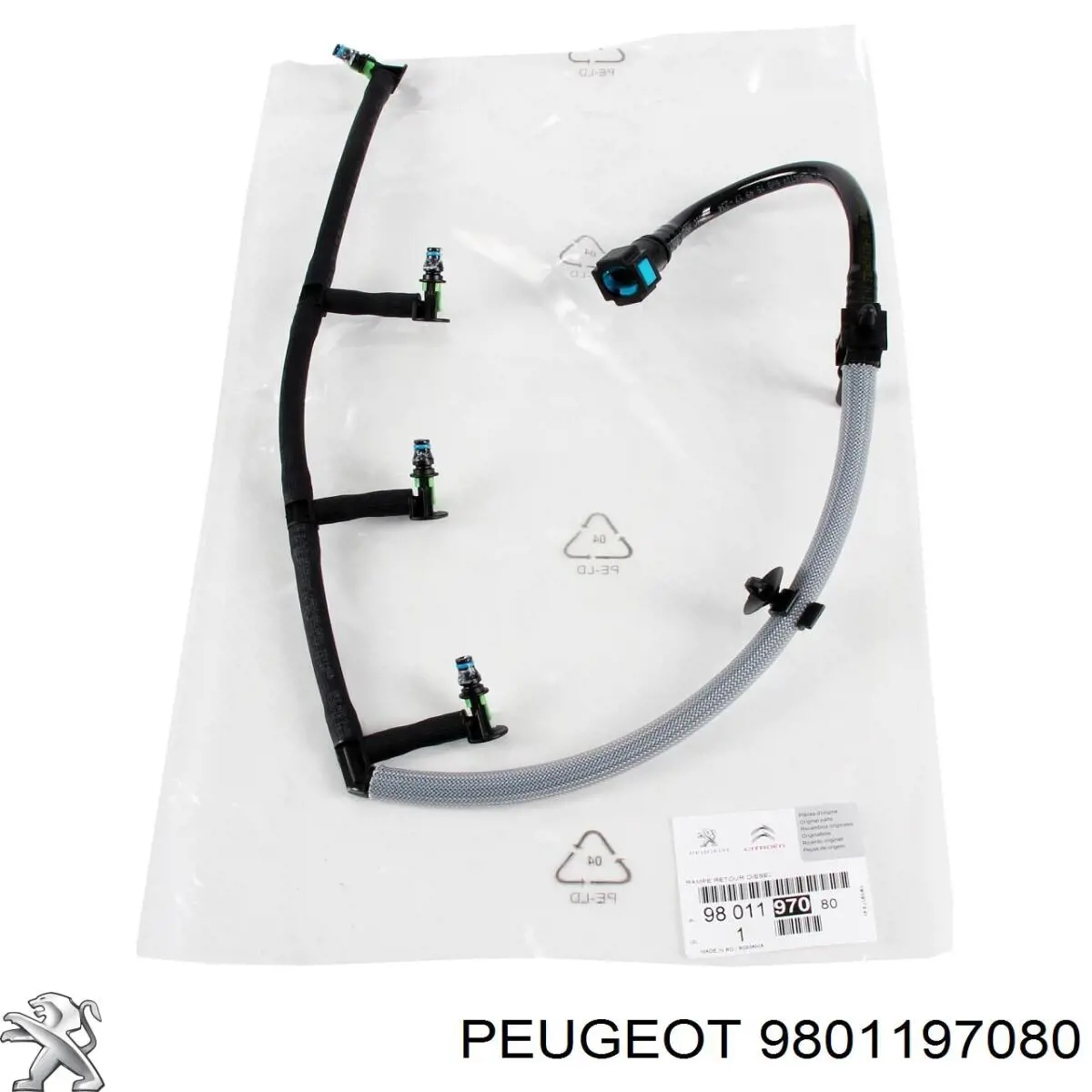 9801197080 Peugeot/Citroen Tubo de combustível, inverso desde os injetores