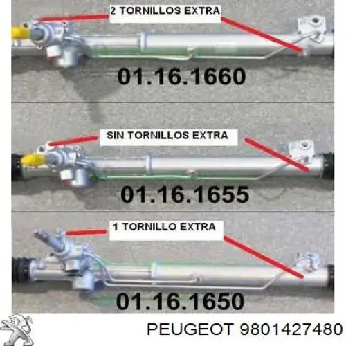 9801427480 Peugeot/Citroen Cremalheira da direção