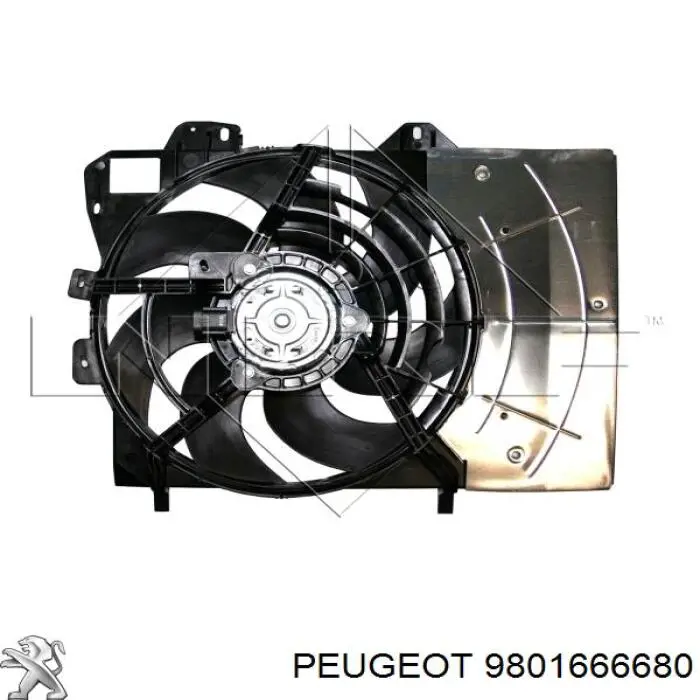 9801666680 Peugeot/Citroen Difusor do radiador de esfriamento, montado com motor e roda de aletas
