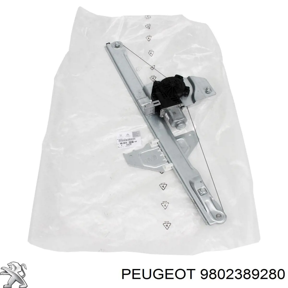 9802389280 Peugeot/Citroen Mecanismo de acionamento de vidro da porta dianteira esquerda