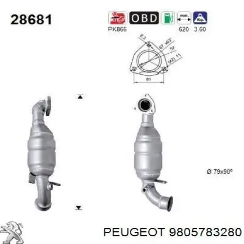 9677017080 Peugeot/Citroen Convertidor - catalisador