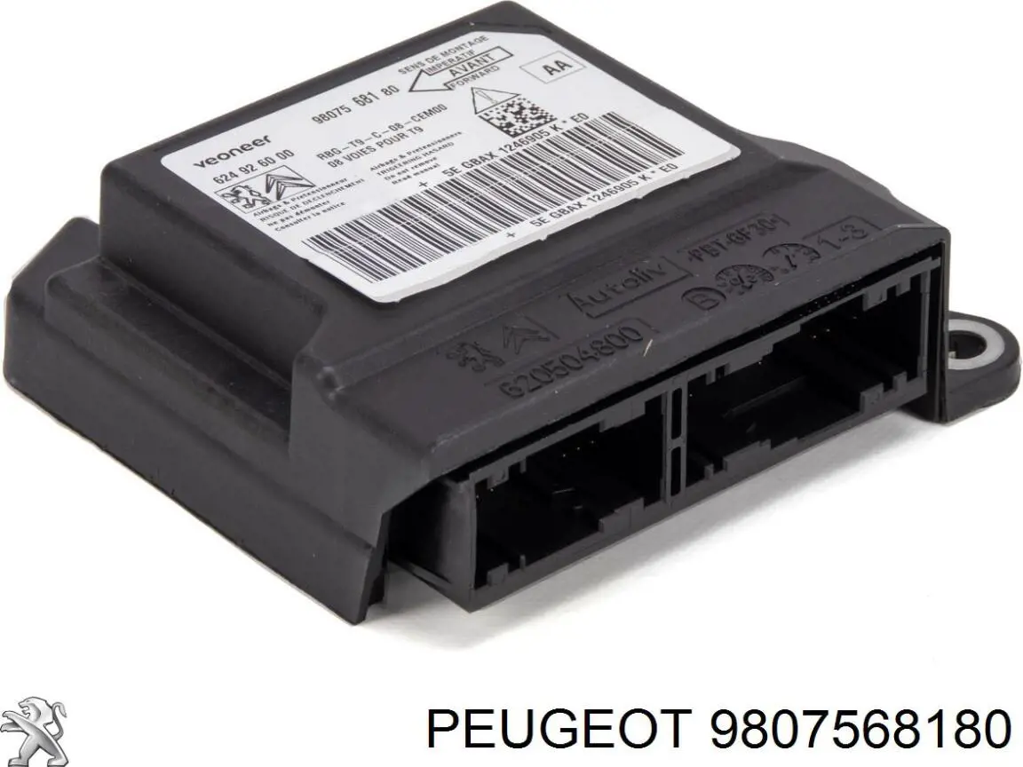 9807568180 Peugeot/Citroen Módulo processador de controlo da bolsa de ar (Centralina eletrônica AIRBAG)