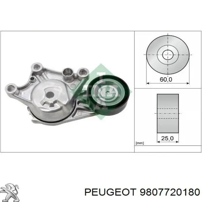 Rolo de reguladora de tensão da correia de transmissão 9807720180 Peugeot/Citroen