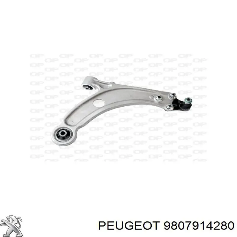 9807914280 Peugeot/Citroen Braço oscilante inferior esquerdo de suspensão dianteira