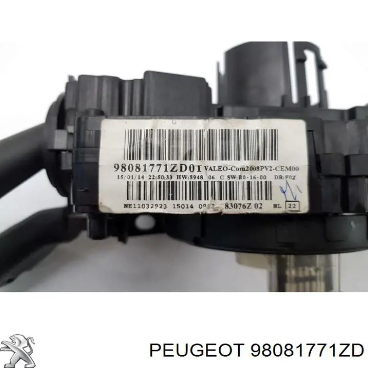 98081771ZD Peugeot/Citroen Comutador direito instalado na coluna da direção