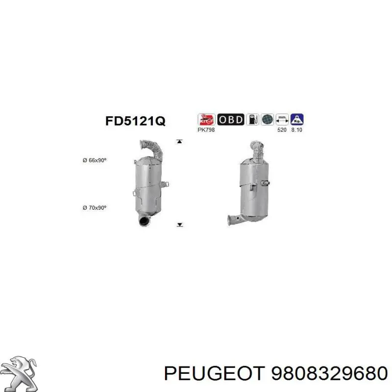 Convertidor - catalisador Peugeot/Citroen 9808329680 preço, a partir de 473,31 USD
