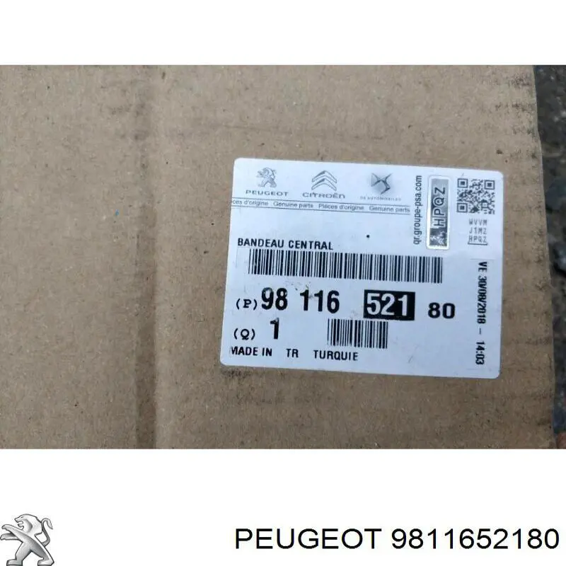 9811652180 Peugeot/Citroen Moldura central do pára-choque traseiro