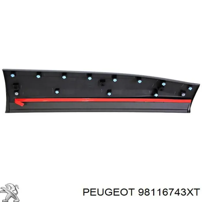 98116743XT Peugeot/Citroen Moldura da porta dianteira esquerda