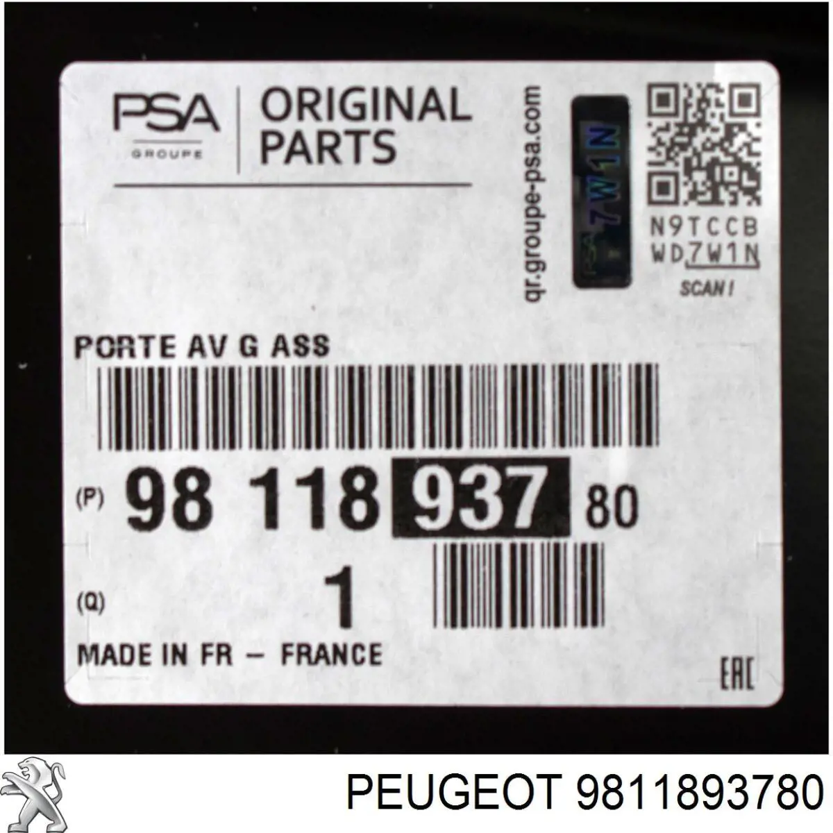 Porta dianteira esquerda 9811893780 Peugeot/Citroen