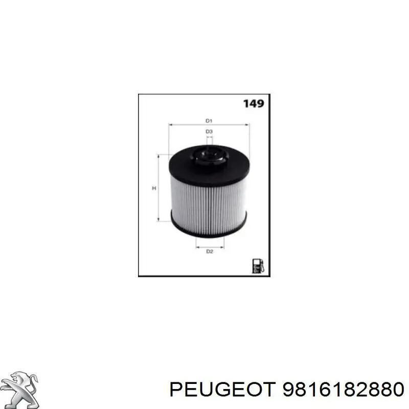 Caixa de filtro de combustível 9816182880 Peugeot/Citroen
