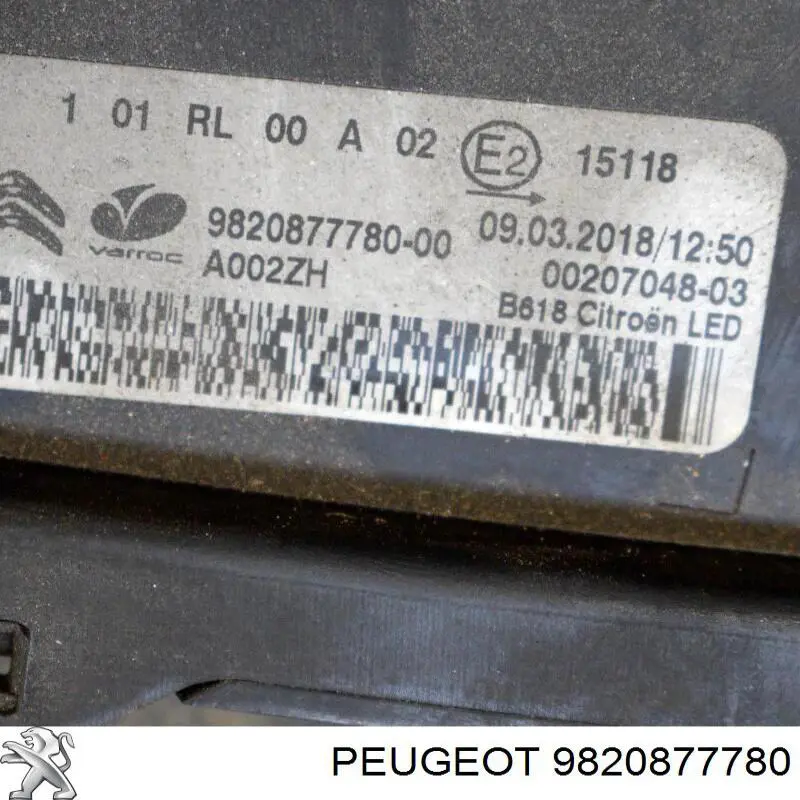 Luzes máximas esquerdas Peugeot/Citroen 9820877780