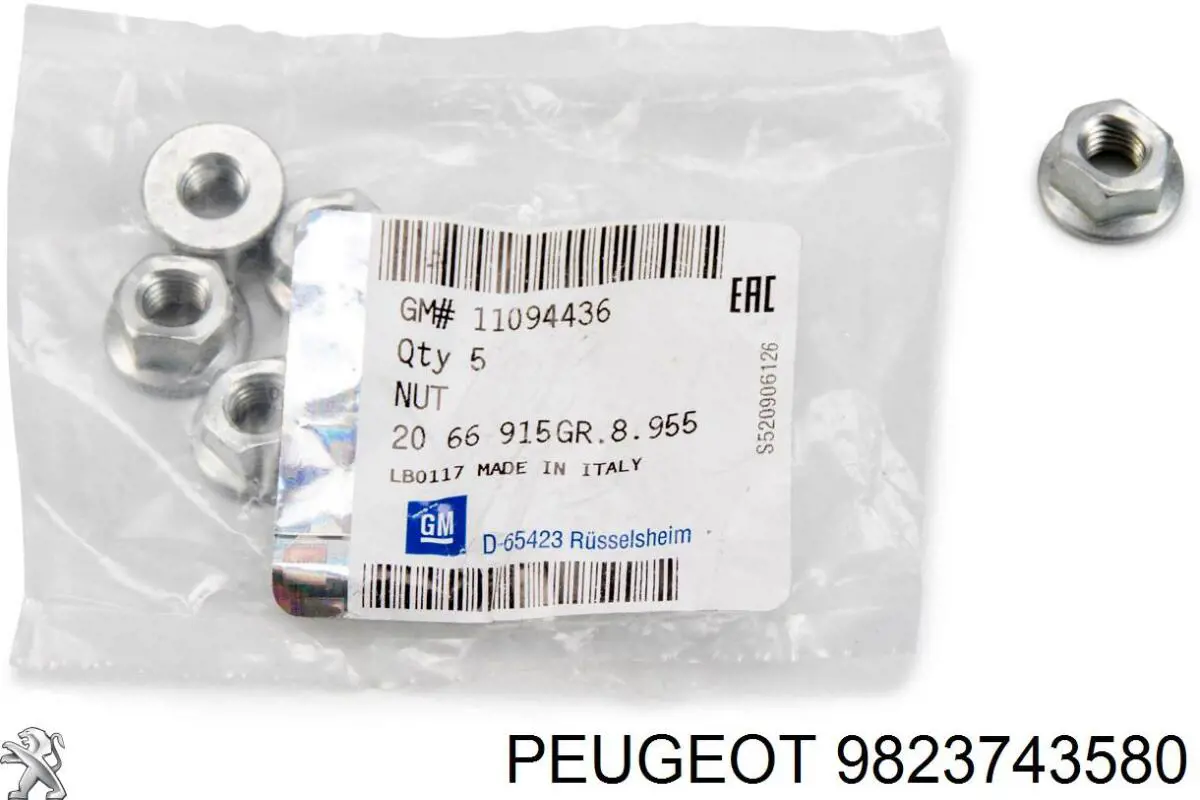 9823743580 Peugeot/Citroen Braçadeira de união de tubo coletor de escape