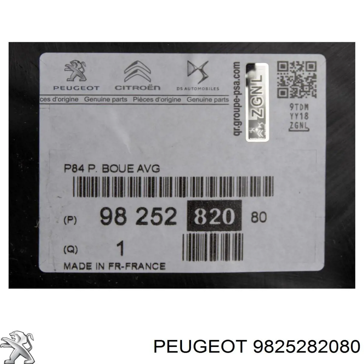 9825282080 Peugeot/Citroen Guarda-barras esquerdo do pára-lama dianteiro