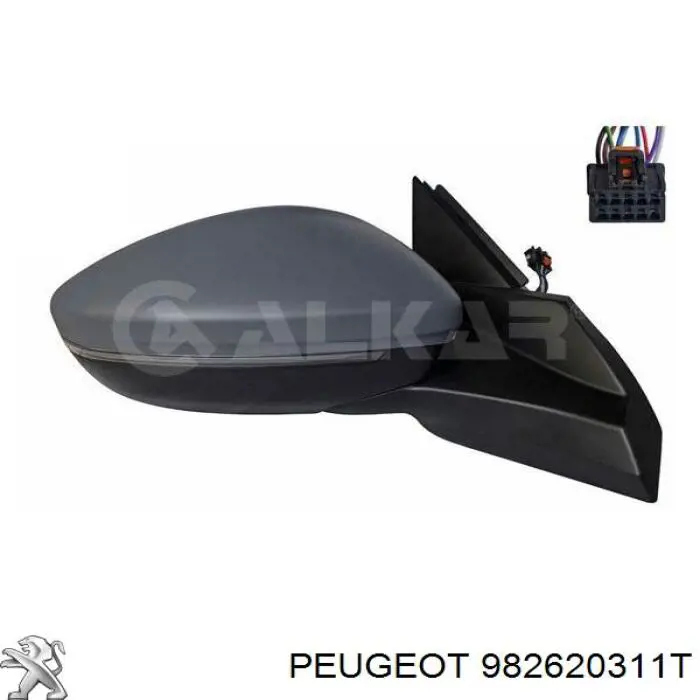 982620311T Peugeot/Citroen Placa sobreposta (tampa) do espelho de retrovisão direito