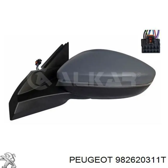 Compre 982620311T Peugeot/Citroen Placa sobreposta (tampa) do espelho de retrovisão direito