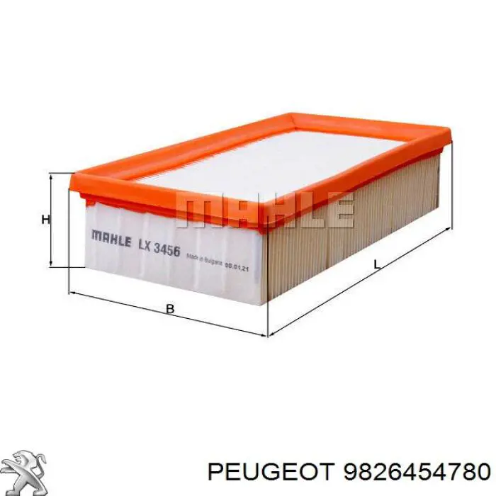 9826454780 Peugeot/Citroen Caixa de filtro de ar