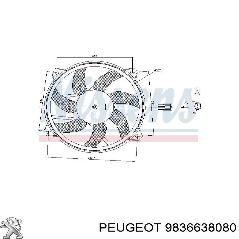 Compre 9806313580 Opel Difusor do radiador de esfriamento, montado com motor e roda de aletas