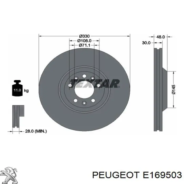 Compre E169503 Peugeot/Citroen Disco do freio dianteiro