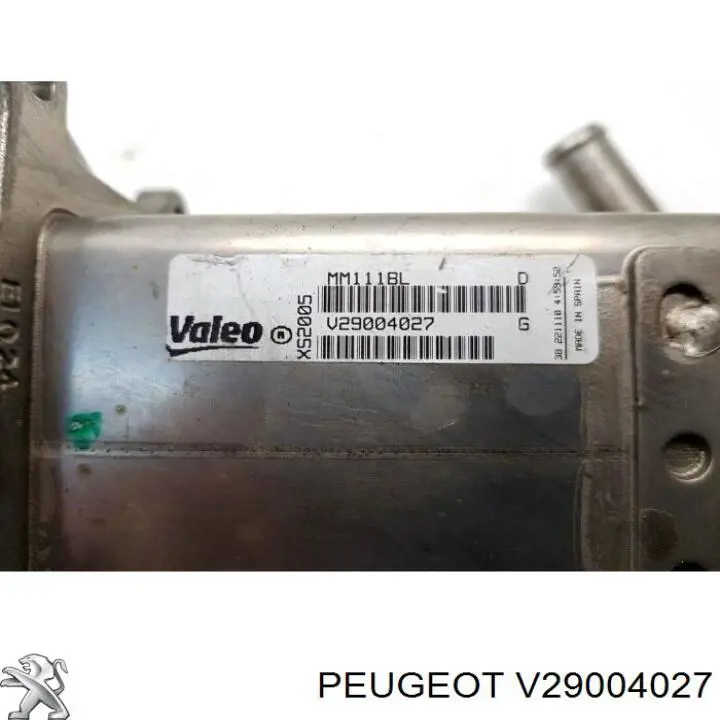 V29004027 Peugeot/Citroen Radiador do sistema EGR de recirculação dos gases de escape