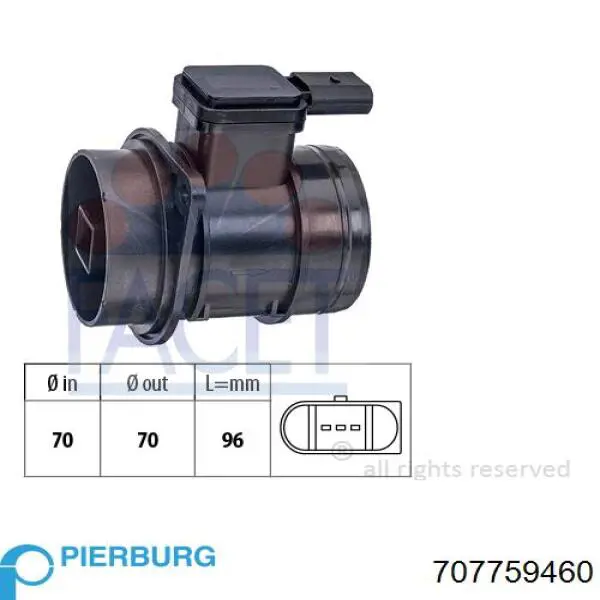 707759460 Pierburg Sensor de fluxo (consumo) de ar, medidor de consumo M.A.F. - (Mass Airflow)