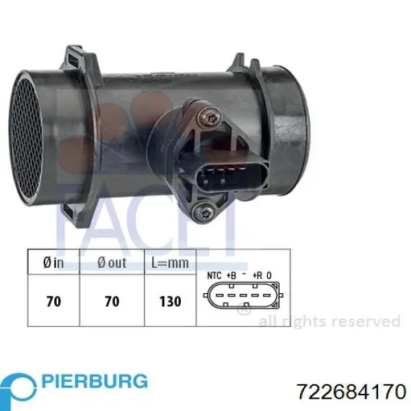 Compre 722684170 Pierburg Sensor de fluxo (consumo) de ar, medidor de consumo M.A.F. - (Mass Airflow)