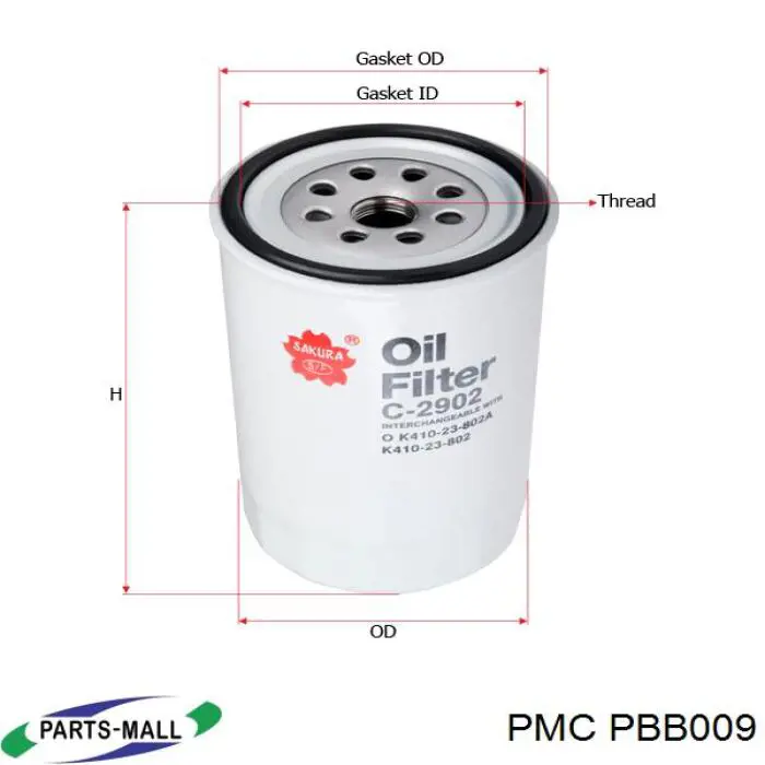 Filtro de óleo PBB009 Parts-Mall
