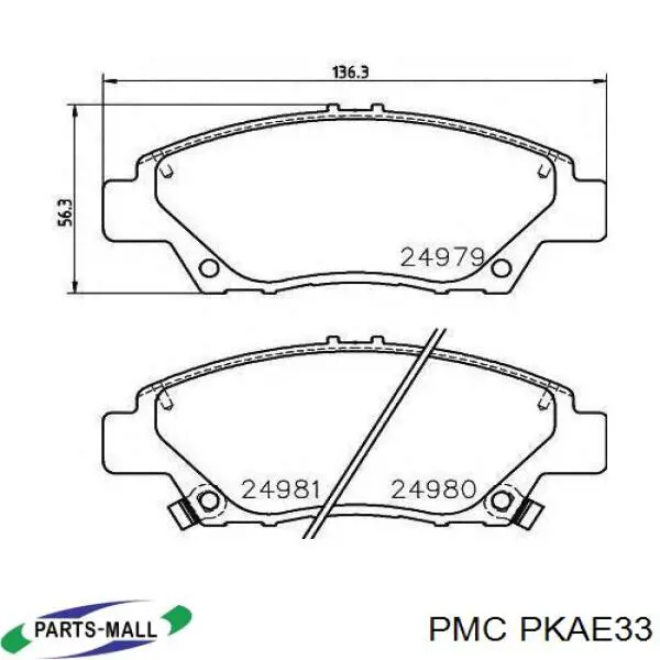 PKAE33 Parts-Mall Sapatas do freio traseiras de disco
