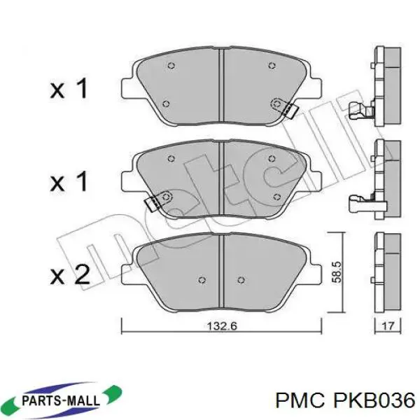 Sapatas do freio dianteiras de disco PKB036 Parts-Mall