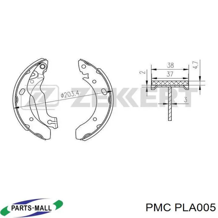 PLA005 Parts-Mall Sapatas do freio traseiras de tambor