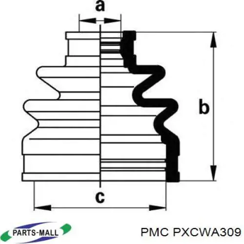 Bota de proteção interna de junta homocinética do semieixo dianteiro Parts-Mall PXCWA309