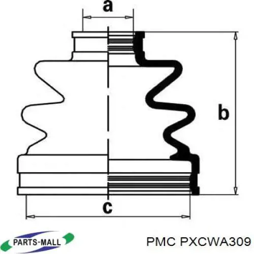 Compre PXCWA309 Parts-Mall Bota de proteção interna de junta homocinética do semieixo dianteiro