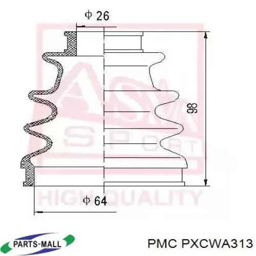 Bota de proteção externa direita de junta homocinética Parts-Mall PXCWA313