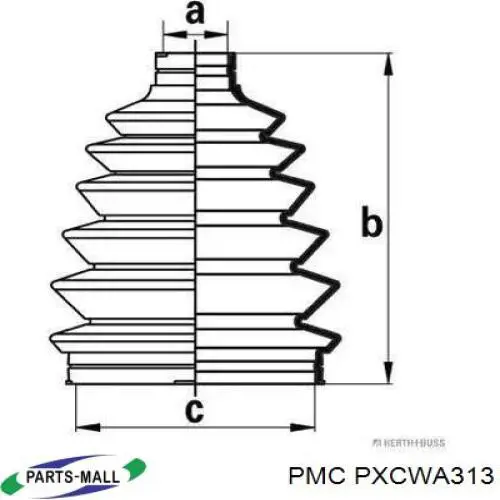 Bota de proteção externa direita de junta homocinética PXCWA313 Parts-Mall