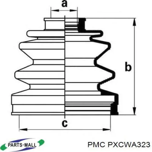 Compre PXCWA323 Parts-Mall Bota de proteção externa de junta homocinética do semieixo dianteiro