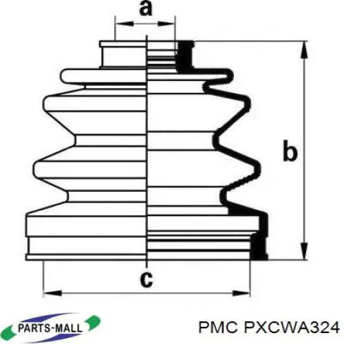 Bota de proteção externa de junta homocinética do semieixo dianteiro PXCWA324 Parts-Mall