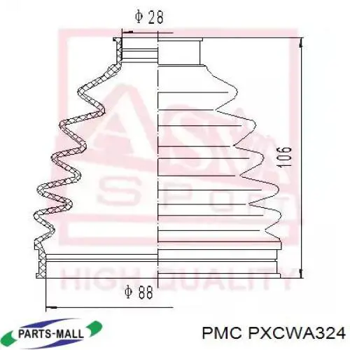 Bota de proteção externa de junta homocinética do semieixo dianteiro Parts-Mall PXCWA324 preço, a partir de 21,86 USD