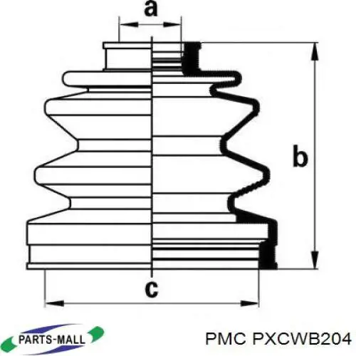 Bota de proteção interna de junta homocinética do semieixo dianteiro Parts-Mall PXCWB204 preço, a partir de 9,11 USD
