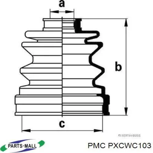 Bota de proteção externa de junta homocinética do semieixo dianteiro PXCWC103 Parts-Mall