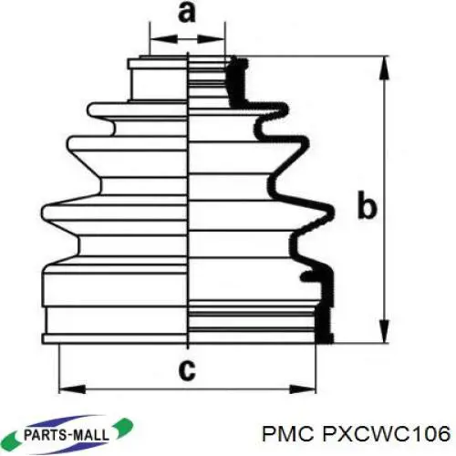 Compre PXCWC106 Parts-Mall Bota de proteção interna de junta homocinética do semieixo dianteiro