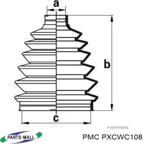 Bota de proteção interna direita de junta homocinética do semieixo dianteiro Parts-Mall PXCWC108