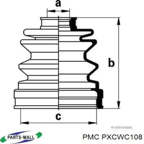 Bota de proteção interna direita de junta homocinética do semieixo dianteiro PXCWC108 Parts-Mall