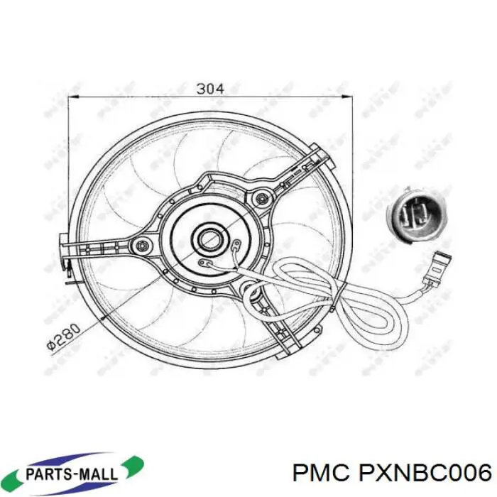 PXNBC006 Parts-Mall Ventilador (roda de aletas) do radiador de aparelho de ar condicionado