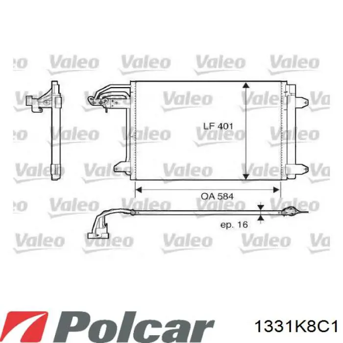 Radiador de aparelho de ar condicionado 1331K8C1 Polcar