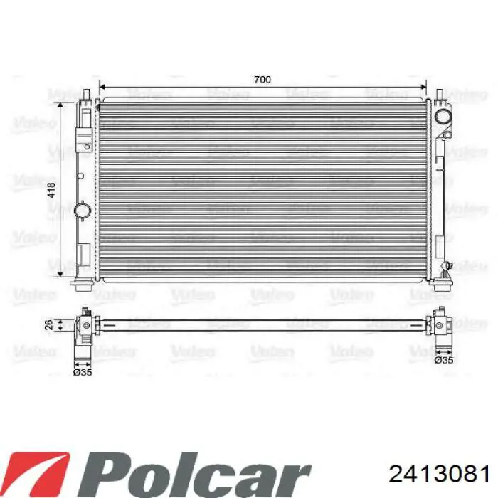 2413081 Polcar Radiador de esfriamento de motor